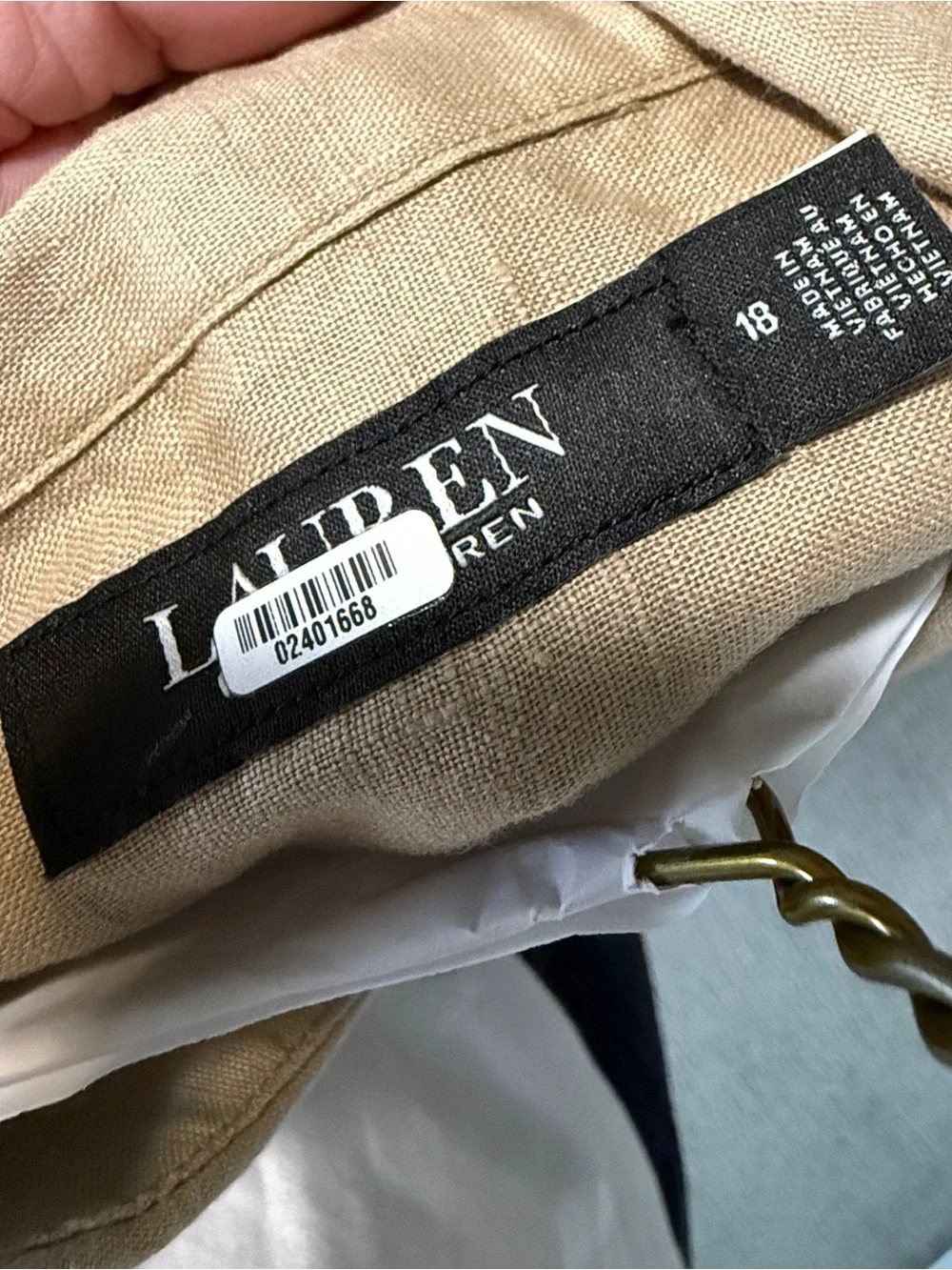 Lauren Ralph Lauren Tan Tie-Front Midi Shirt Dress - Picture 3 of 3